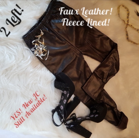 Carols Boutique Pants - Leggings Faux Leather Velvet Lined Leggings